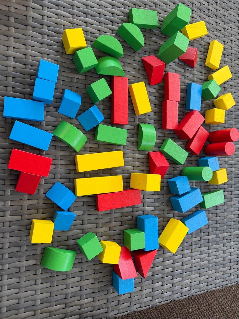 Colorful Wooden Building Blocks Set for Kids - Multicolor